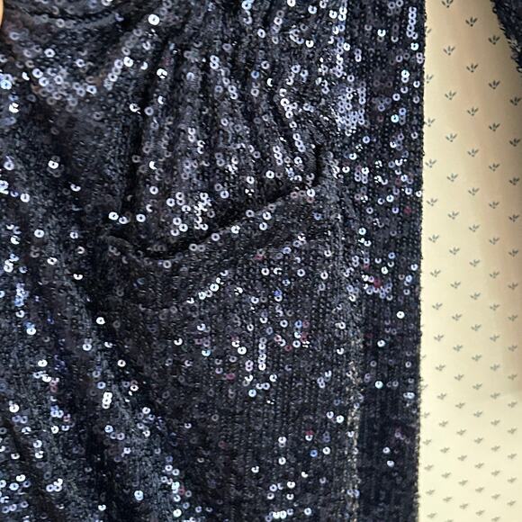 Steve Madden Showstopper Sequin Duster Jacket L NWT Blue Jacket Coat Glam Long - Picture 4 of 8